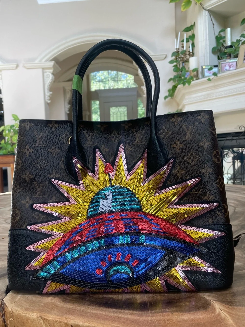 Louis Vuitton Flandrin custom repair sequins space Saturn UFO patch - Picture 2 of 7